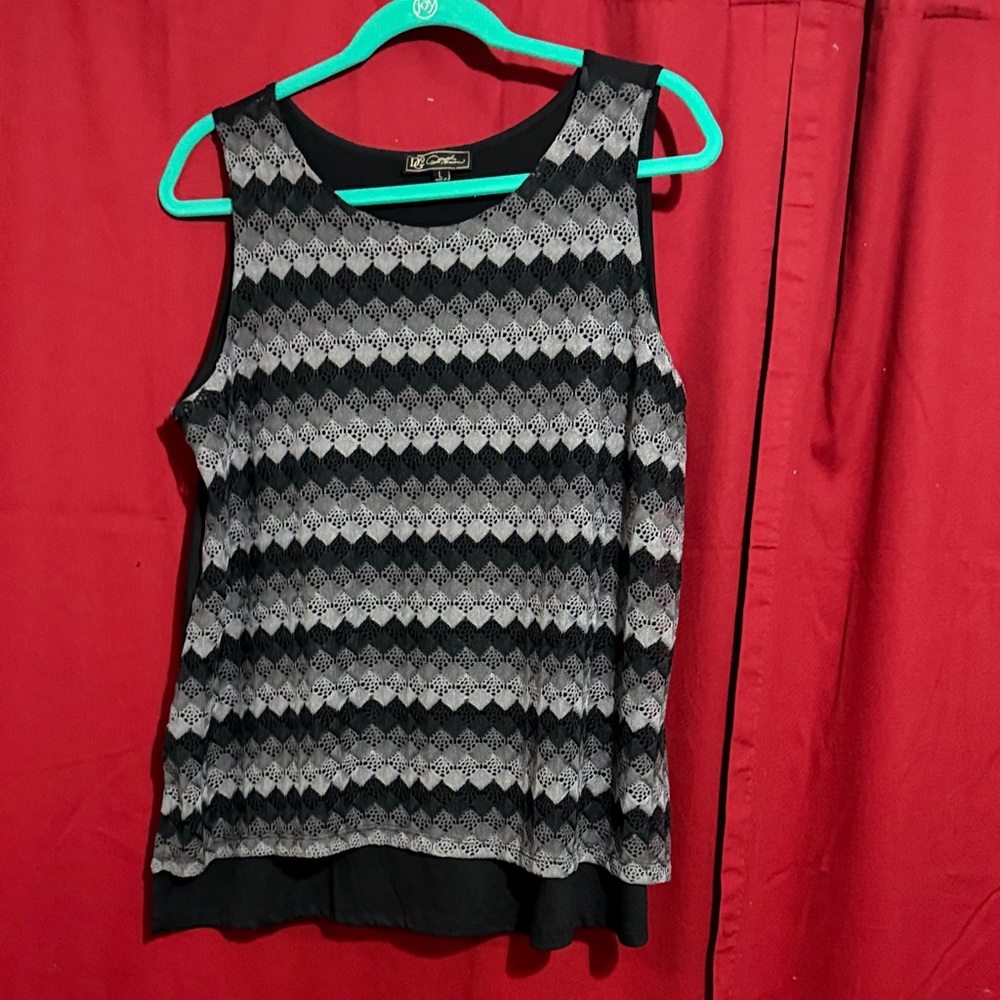 DG2 Black and Gray Patterned Tank Top